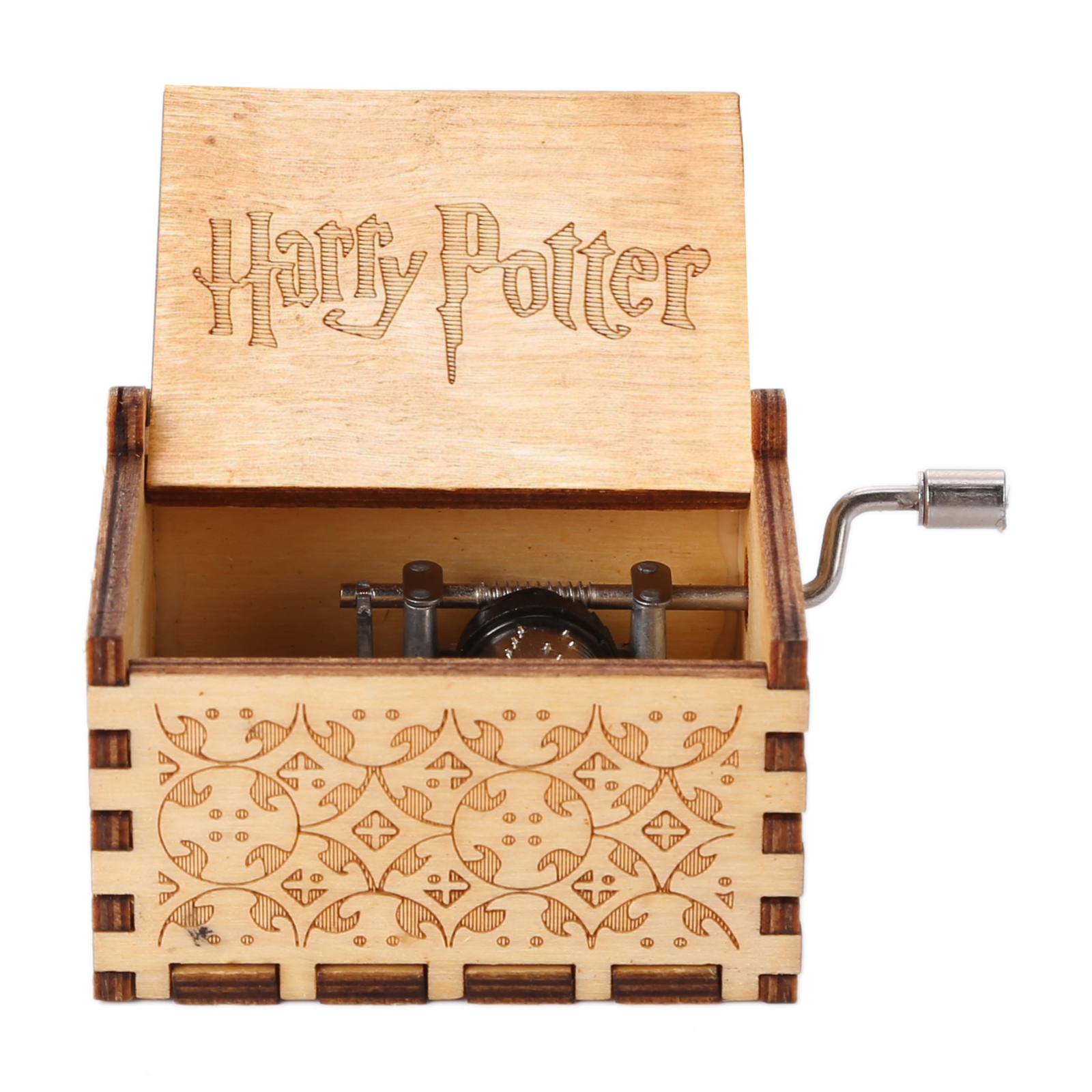 Wooden Carved Hand-Cranked Music Box Gift creative toy Harry potter queen pirate 