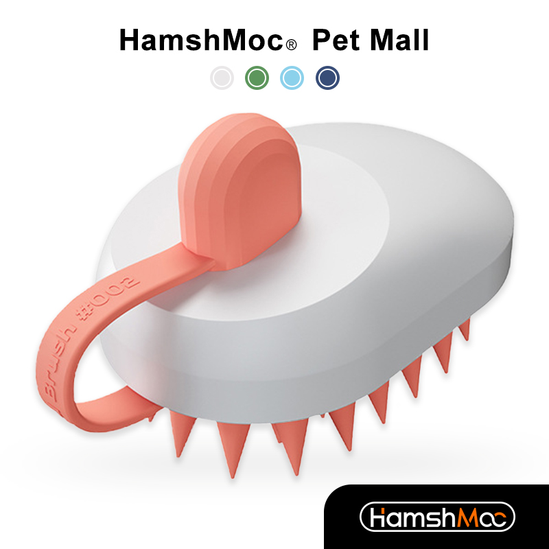 HamshMoc Durable Dog Bath Brush Soft Brush Head Massage Pet Bath Brush Comb For Short Long Haired Dogs And Cats Shower Washing