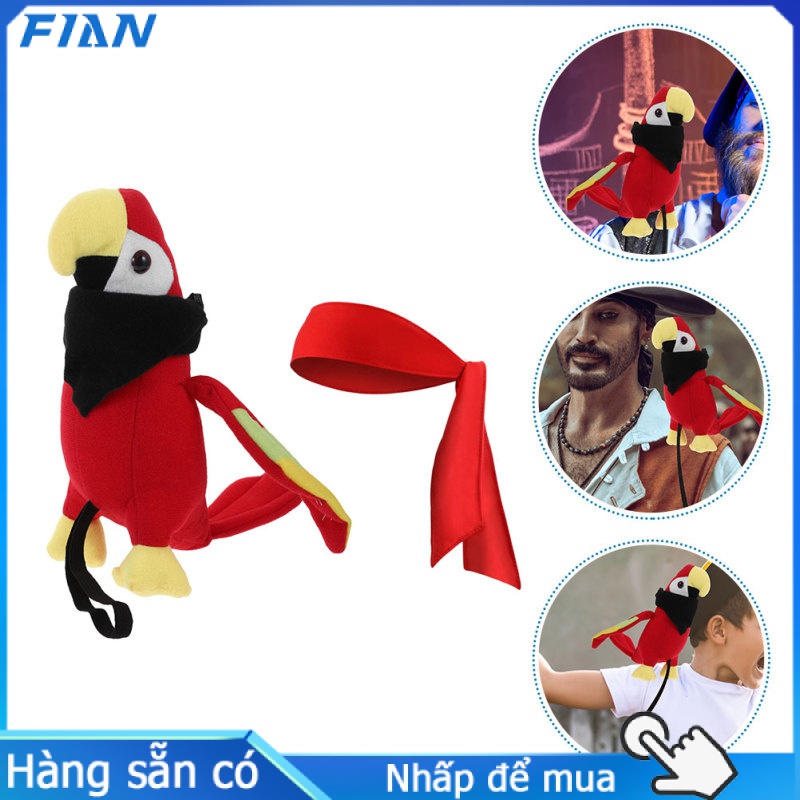 Fianmall 1 Set of Pirate Parrot on Shoulder Pirate Costume Photo Prop Accessories Pirate Bandana for Halloween