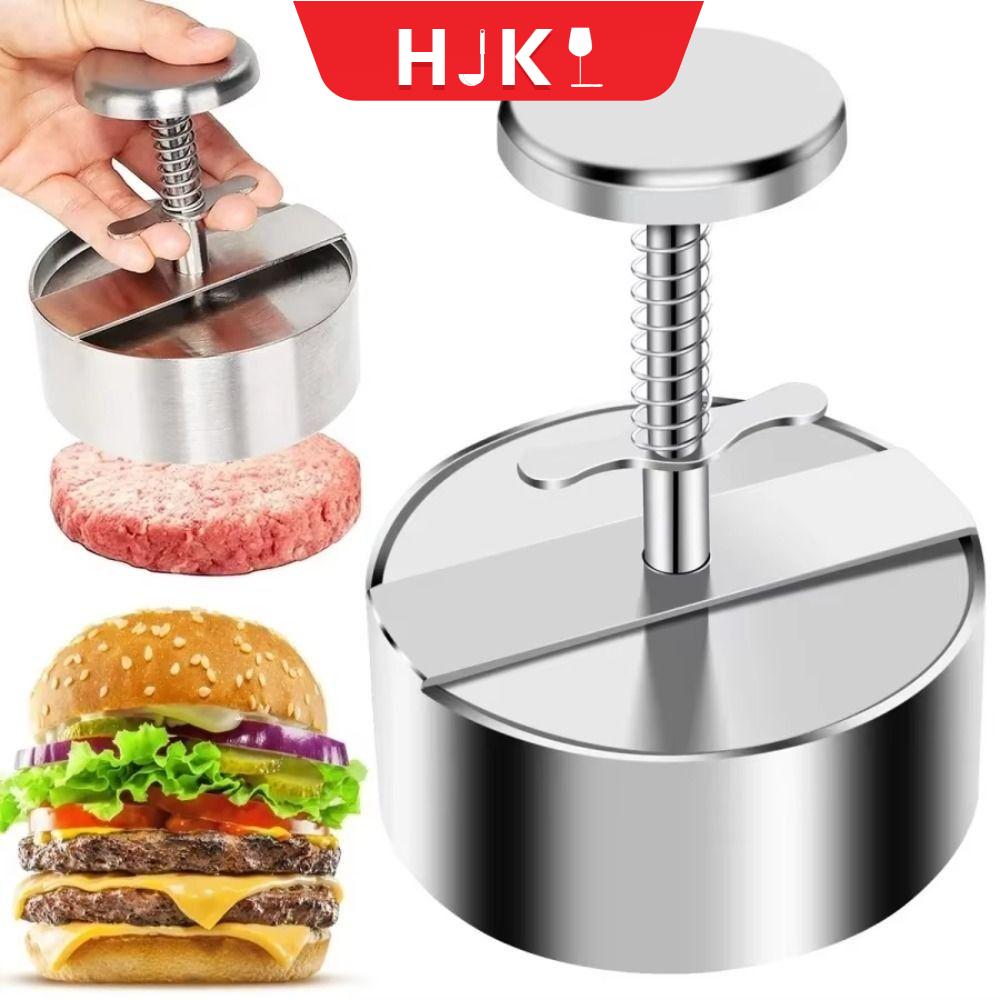 HJKL Thép không gỉ Khuôn ép bánh hamburger 8/10/11/14cm. Không dính Máy làm bánh mì kẹp Độ dày Hướng dẫn sử dụng Khuôn làm cơm nắm cho thịt bò nhà bếp
