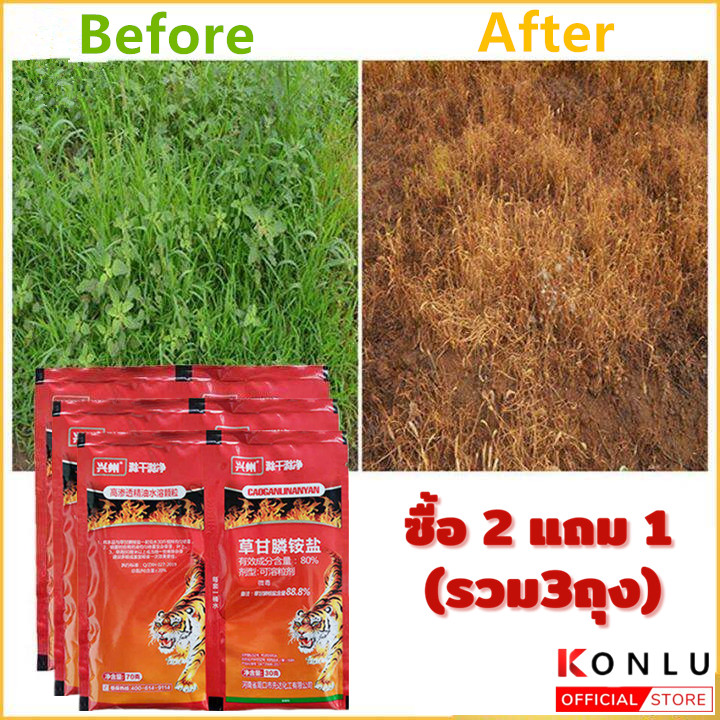 Konlu [Buy 2 Get 1 Free] All Weeds Are Gone. Herbicide. Doesn'T Germinate Within 10 Years. Effective. No More Weeds. Glyphosate 88% 1 Bag Mixed with 18-20 Liters of Water. Makes Roots Rot and Kills Roots. Water Peanuts, Humulus, Cowpea Grass, Etc. Herbici ราคา 93 บาท*ส่งฟรี