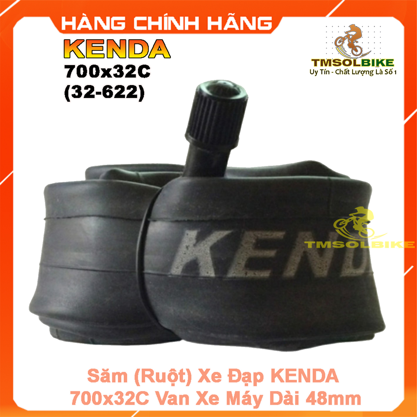 Săm Xe Đạp KENDA(32-622) 700x32C AV48L - Van xe máy dài 48mm Ruột Xe Đạp 700x32C KENDA