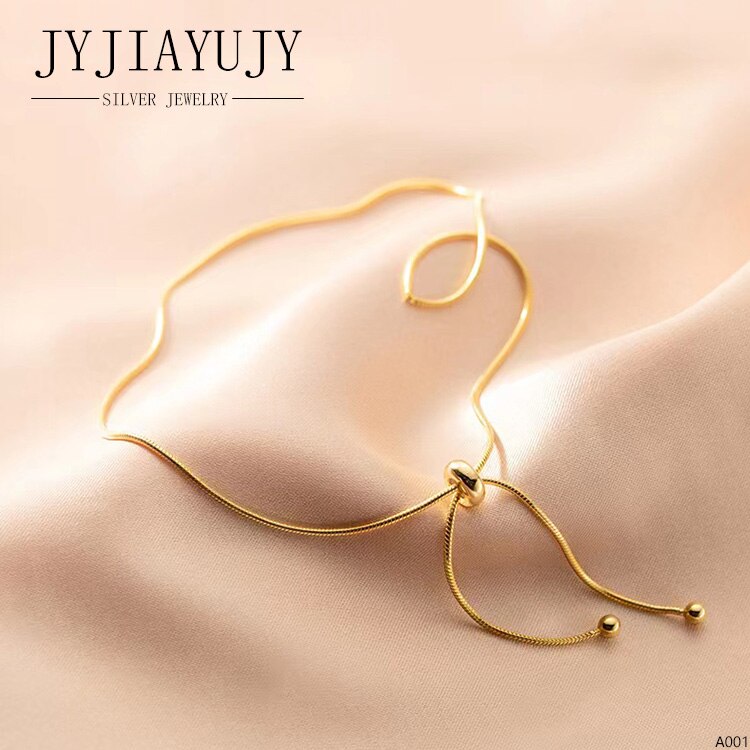 Jyjiayujy 100% Sterling Silver S925 Vòng Chân 2 Màu Sắc Có Thể Điều Chỉnh Dây chuyền kiểu da rắn Thời Trang Phụ Nữ Không gây Dị ứng Trang Sức Hàng Ngày Quà Tặng A001