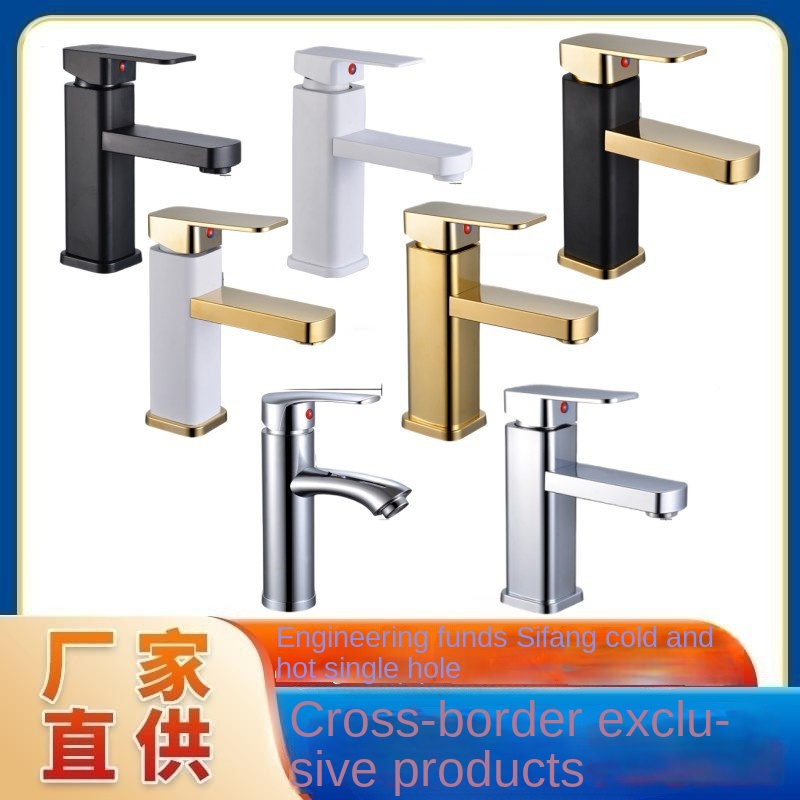 Bộ tứ vệ sinh lỗ đơn vòi bồn rửa Đen nhà vệ sinh nóng và lạnh chậu rửa chậu rửa bảng lưu vực tủ trong phòng tắm lạnh đơn vòi nước