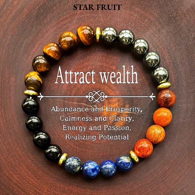 STAR FRUIT⭐ Fashionable Natural Stone Bracelet with Tiger Eye, Obsidian, Lapis Lazuli and Jasper