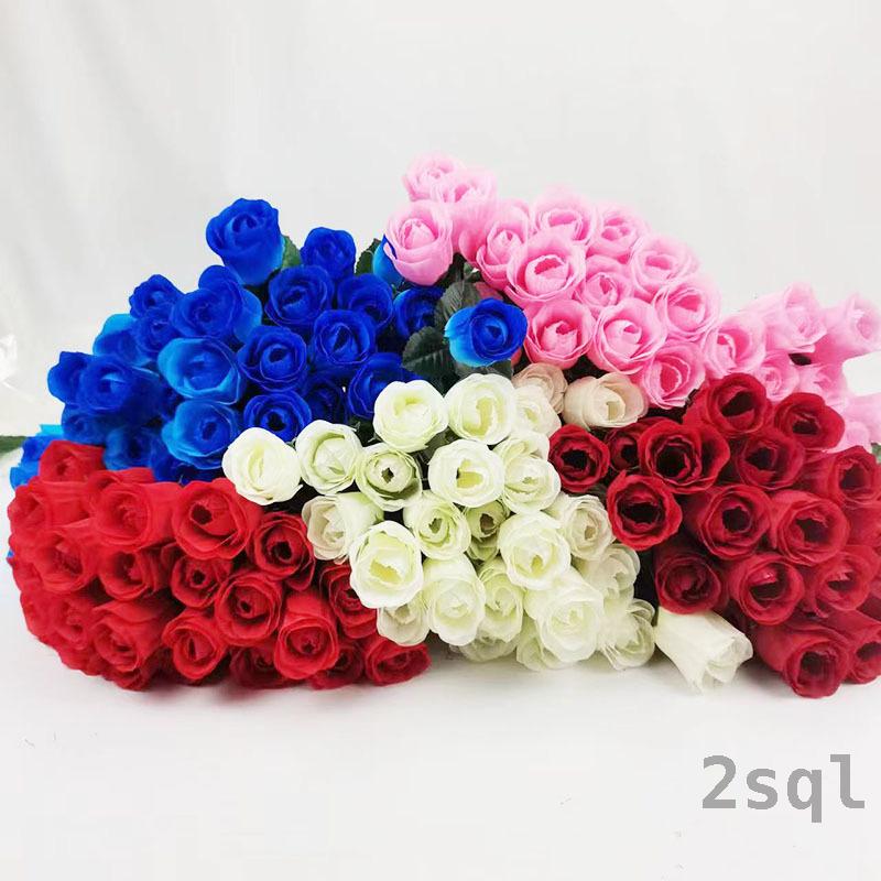 5 Bông Hoa Giả Hoa giả giống thật bình hoa hồng không bao gồm bó hoa hồng lụa hoa hồng Đồ dùng trang trí đám cưới