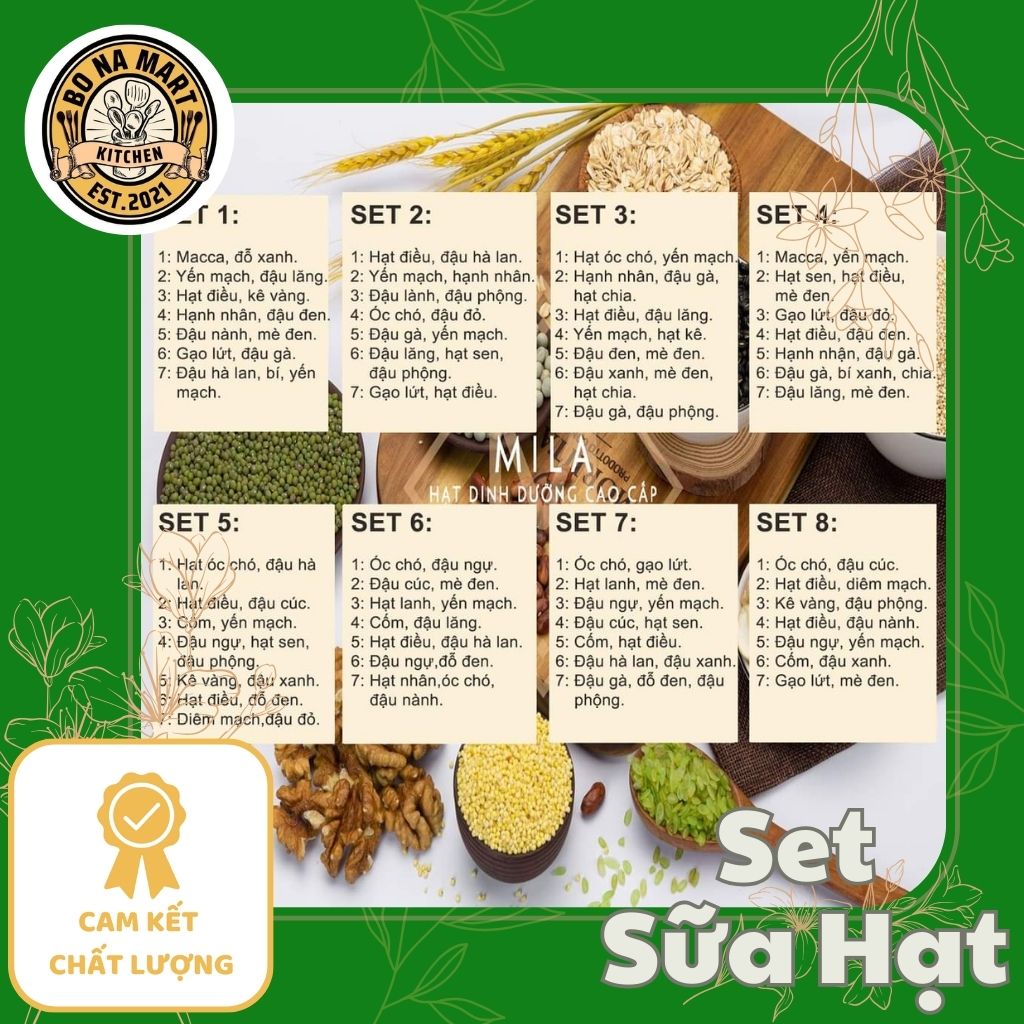 Set 7 Gói 50g hạt dinh dưỡng mix sẵn/set hạt làm sữa 1 tuần cho cả nhà kèm hướng dẫn
