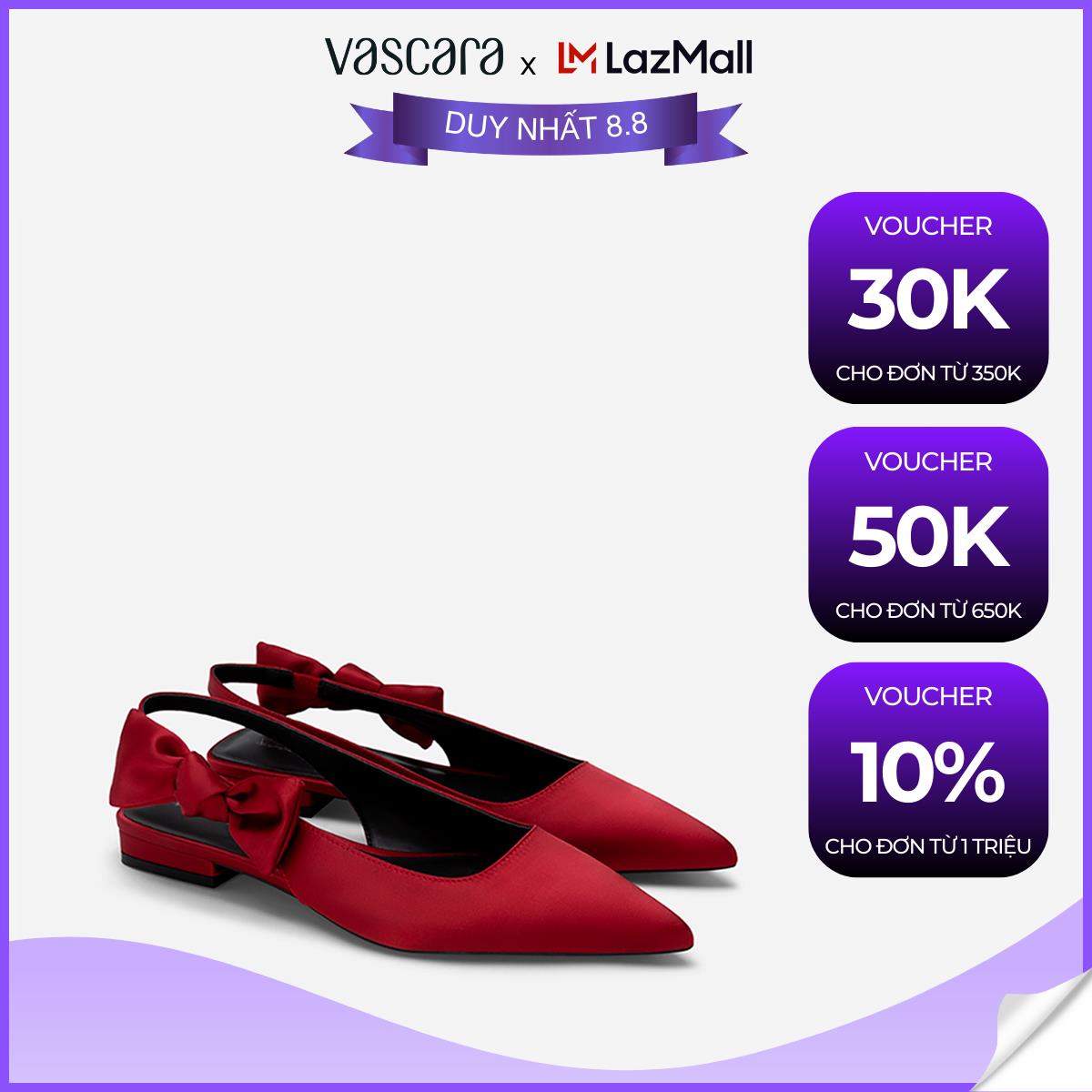 Vascara giày slingback satin nhấn quai nơ - bmn 0575