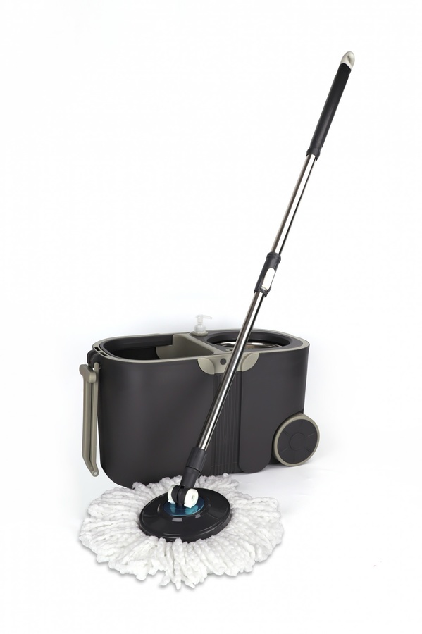 Thipdapashop ICLEAN ชุดม็อปปั่นถังสเตนเลส ด้ามสเตนเลส มีรูระบายน้ำทิ้ง รุ่น 2BSTB015-GR ขนาด 27x48x27 ซม. สีเทา ราคา 1,428 บาท*ส่งฟรี