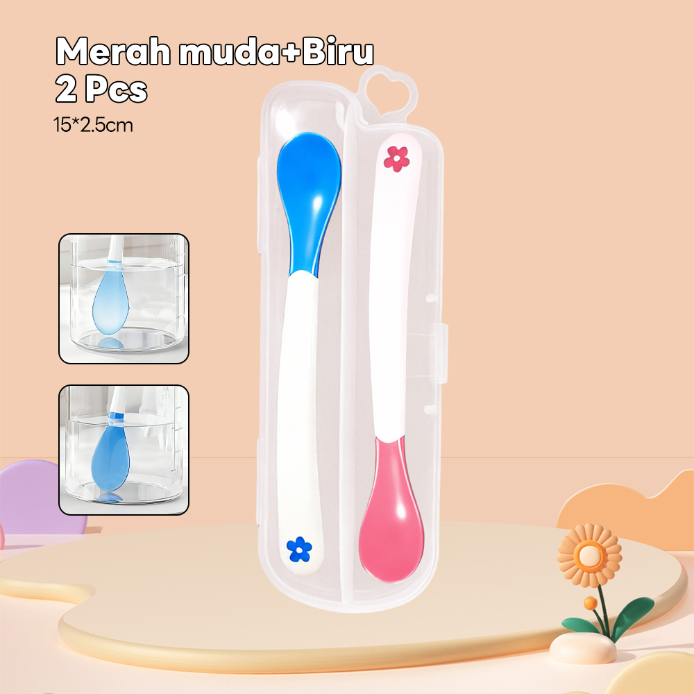 Bevavar Temp Sensing Bayi Spoon Training Spoon Bpa Free Sendok Makan Bayi Sensor Panas Lembut