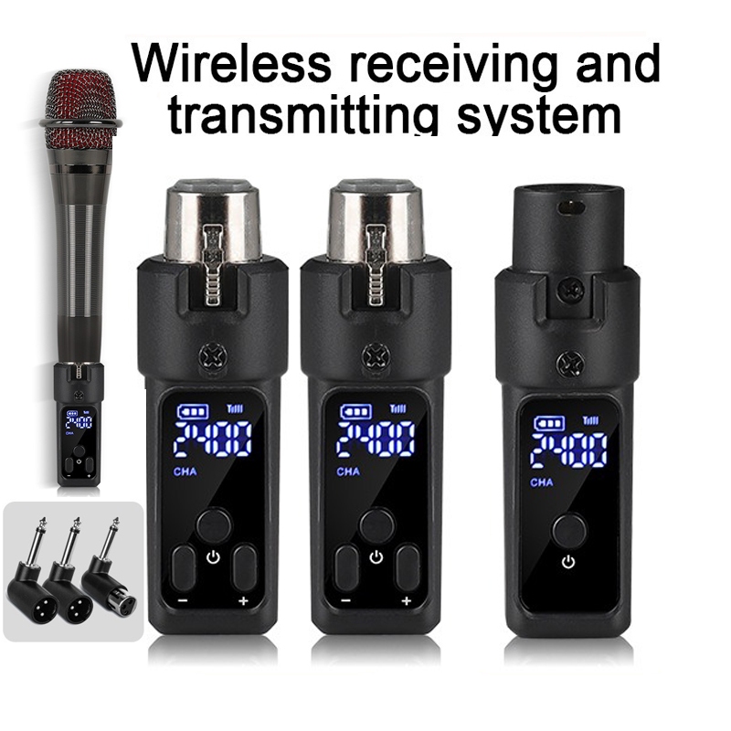 2.4Ghz Wireless Microphone System XLR Adapter Wireless Transmitter Receiver for Dynamic Microphone/Guitar/Audio Mixer/PA System