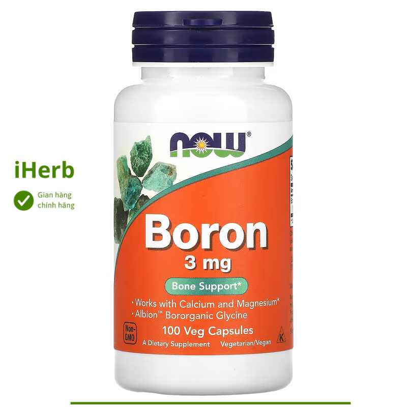 Viên uống hỗ trợ xương Boron 3 mg hộp 100 viên của Now Foods - iHerb Việt Nam