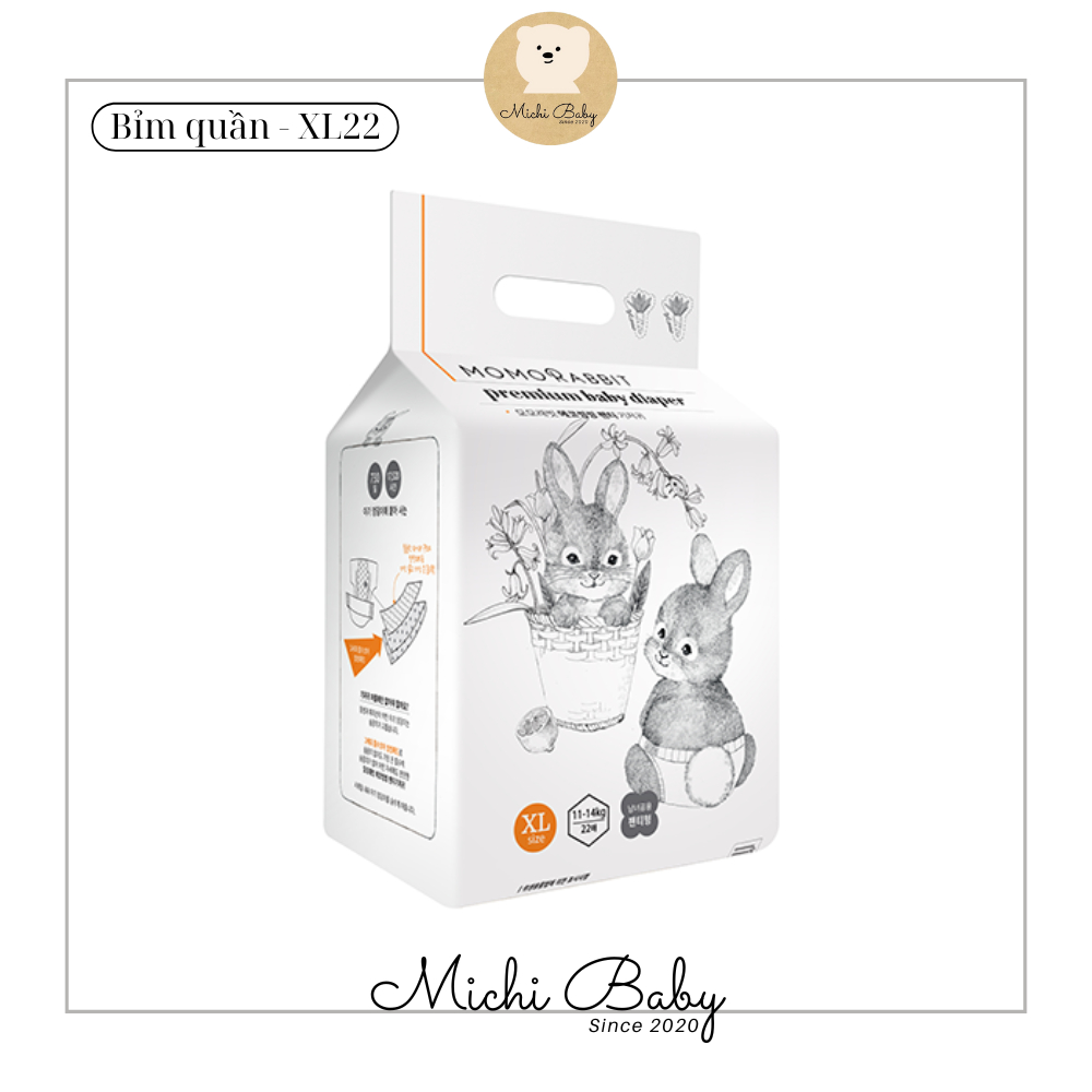 Michibaby- Bỉm MOMORABBIT Hàn Siêu Mỏng, Siêu Thấm Hút, An Toàn Với Da Bé - MC348 - 9
