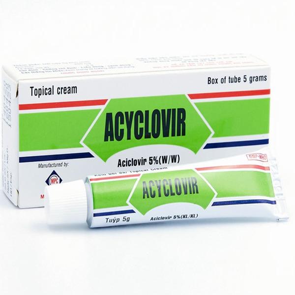 Kem bôi  Acyclovir Medipharco Tube 5g - bôi môi, vùng kín , ngoài da bị herpes zona thuỷ đậu