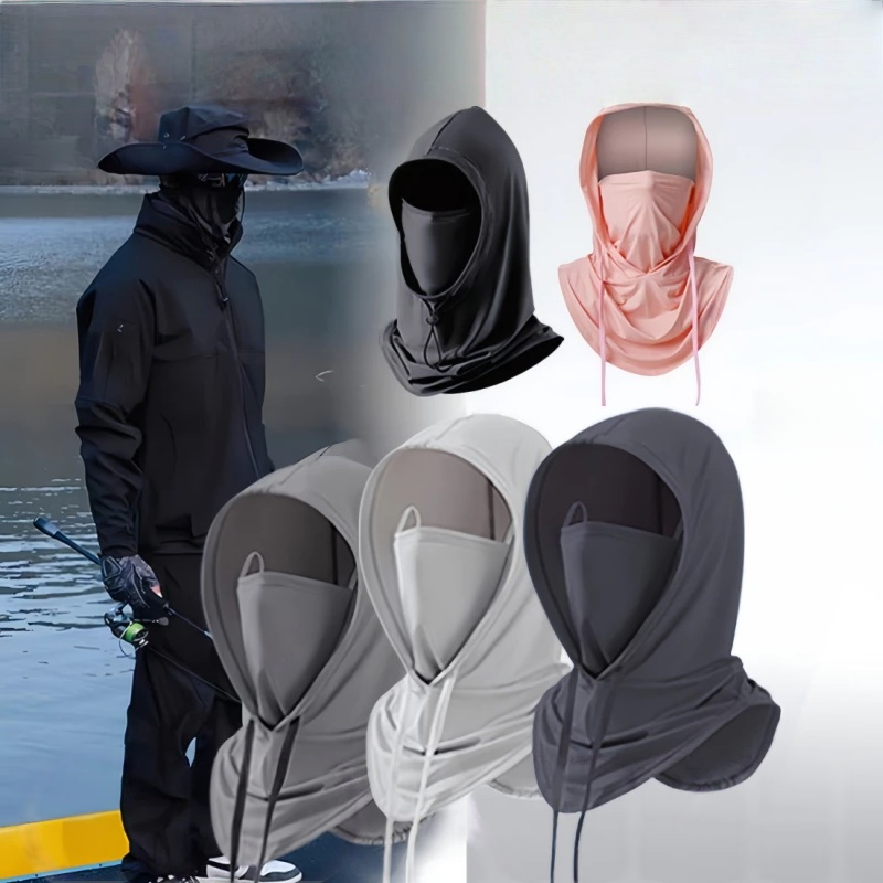 Multi Use Balaclava Hoodie Hat Full Face Mask Muslin Face Mask with Hood Thin Mask Riding Hat Harga 19,000 rupiah*Gratis Ongkir