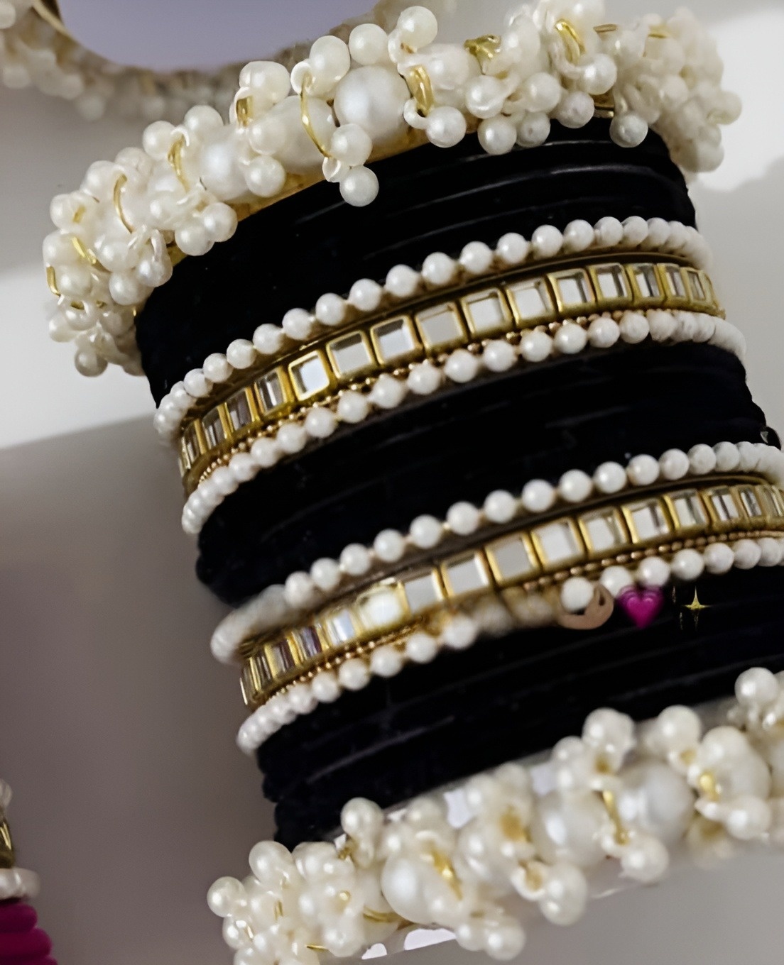 ladies bangles -Trendy pearl Gajra Bangles with White Pearls/Beads - Fashionable Accessories for Girls and Women" churiyan set  - sizes 2 or 2.5