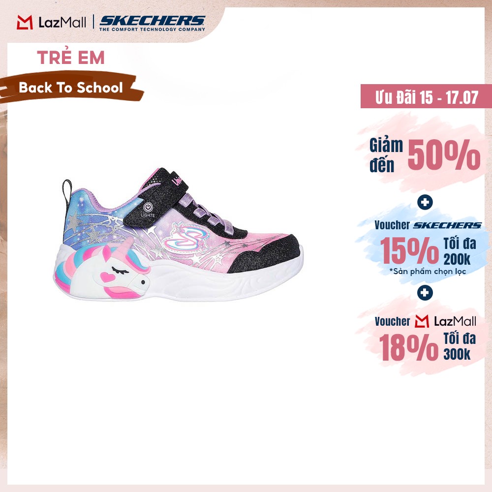 [Chỉ 15-17.07 - Voucher Skechers 18% + Voucher 18%] Giày Thể Thao Bé Gái Skechers S-Lights Unicorn Dreams Wishful Magic - 302299L-BKMT