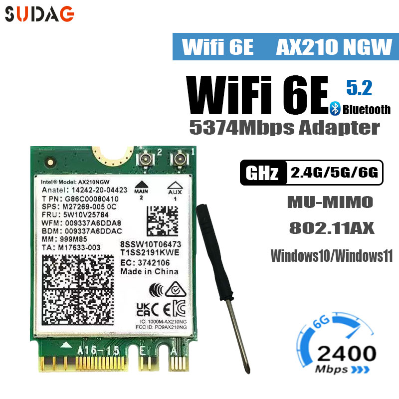 Tri Band Intel Ax210 Wireless Ax210ngw 5374mbps 802.11ax Wireless Wi-Fi 6 Ax200 Ac9260 8265 8260 726