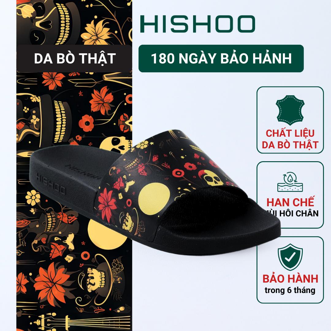 Dép quai ngang slipper Hoa Bí Ngô Nở Rộ cao cấp nam, nữ HISHOO siêu nhẹ da Bò thời trang size 36 - 45 U113