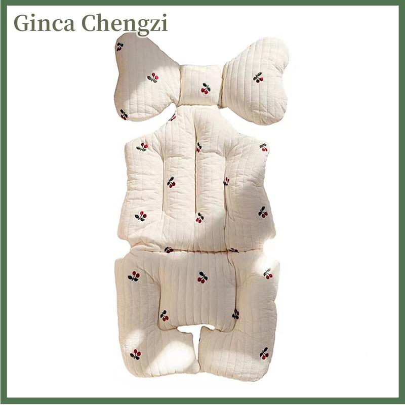 Ginca รถเข็นเด็กทารกใหม่ปักเบาะเด็กเบาะรถเบาะผ้าฝ้ายเบาะที่นั่งฤดูใบไม้ร่วงและฤดูหนาวหนาทารกผ้าฝ้าย Pad รถเข็นเด็กอุปกรณ์เสริม
