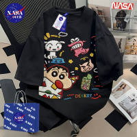 【จัดส่งจากกรุงเทพฯ】🔥NASA ฤดูร้อน oversize แขนสั้น ยูนิเซ็กส์ ลายชินจังสไตล์ปัก สไตล์มังงะ 👶cool เสื้อยืดคอกลม YG4585
