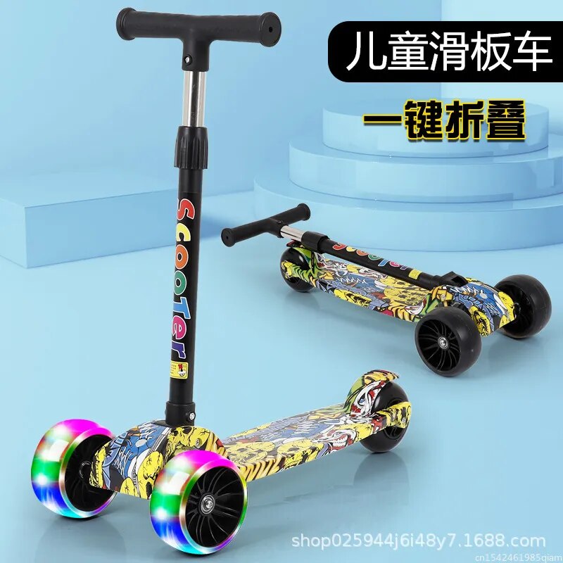 🔥Chính hãng ban đầu xe tay ga trẻ em 3 bánh xe gấp chân Xe tay ga LED tỏa sáng xe đạp cân bằng Chiều cao có thể điều chỉnh xe điện một chân Ván trượt cho đồ chơi thể thao cho trẻ em