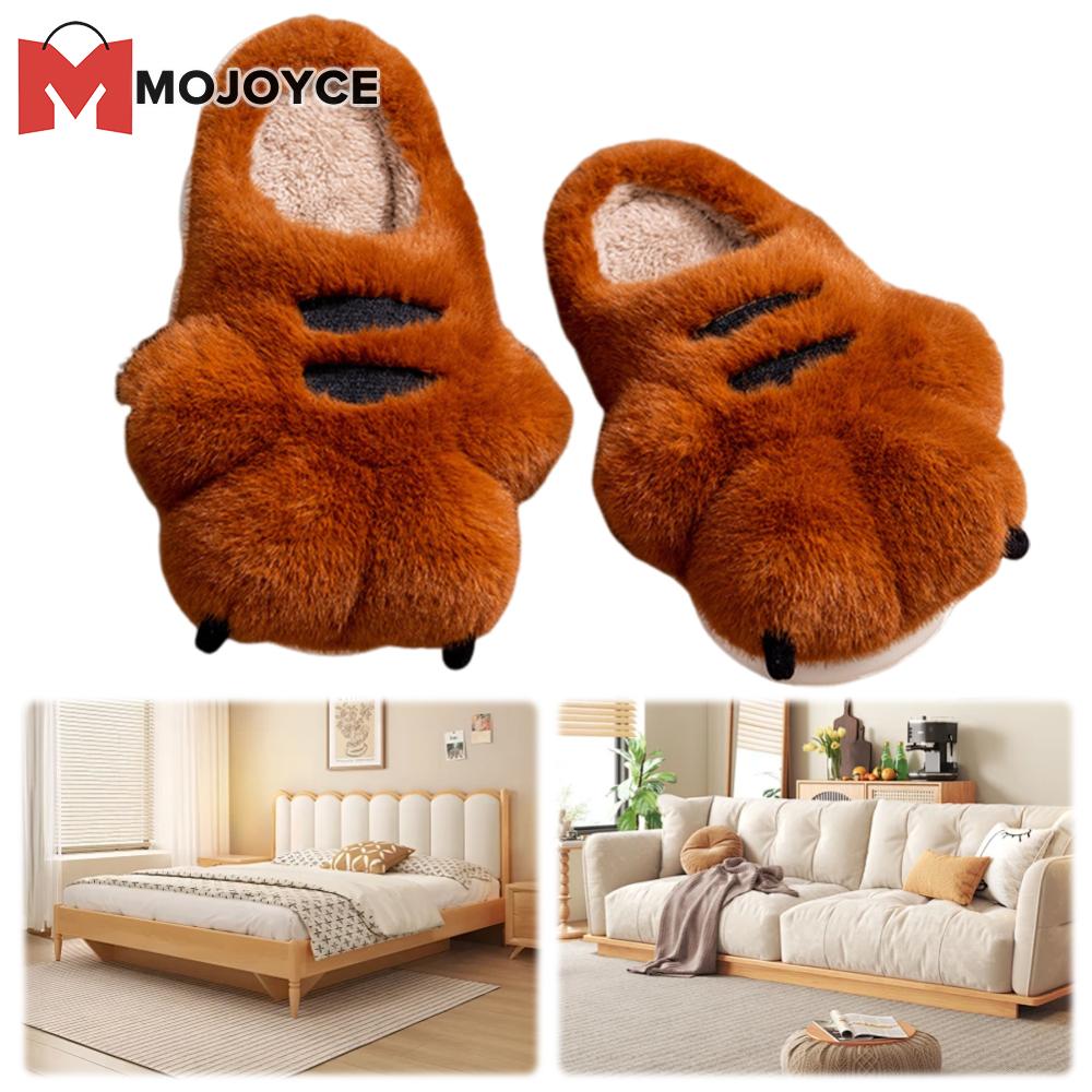 MOJOYCE Autumn Winter Women's Plush Tiger Paw Slippers Furry Indoor House Shoes Comfortable Warm Footwear ราคา 378 บาท*ส่งฟรี