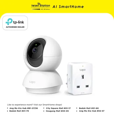 TP-Link Tapo C200 Home Security Wi-Fi Camera & Tapo P100 Mini Smart Wi-Fi Socket Bundle (3 Years Local Warranty)