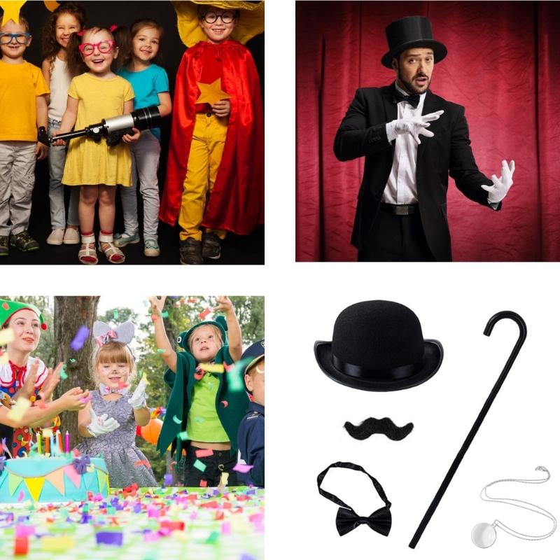 Nhẹ Nhàng trang phục nam Monopolys Trang Phục Cho Nam Giới 1920 Gatsby trang phục nam phụ kiện trang phục 5Pcs Halloween Victoria Trang Phục Màu Đen