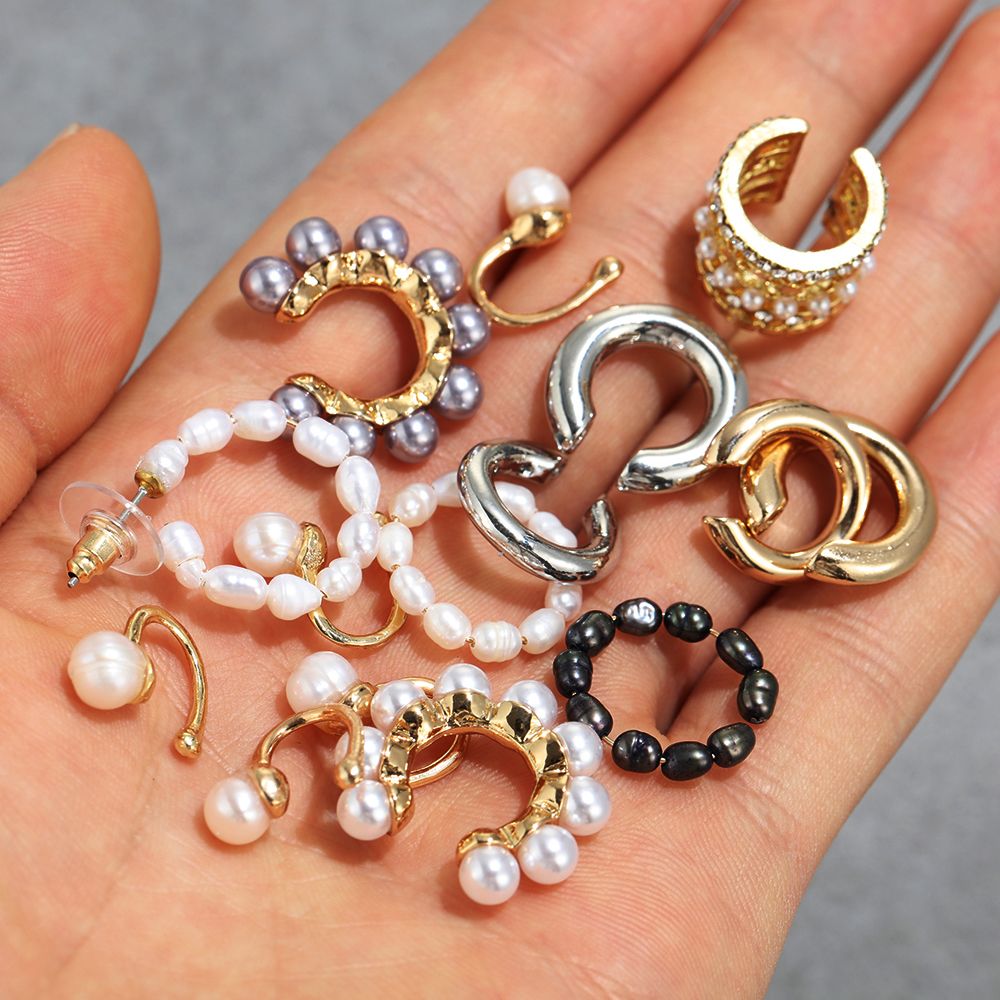 Sụt giảm rush61sh9 phụ kiện không có xỏ bên không xỏ Bông tai Zircon Hoa tai bông tai đính ngọc trai CZ Bông tai giả
