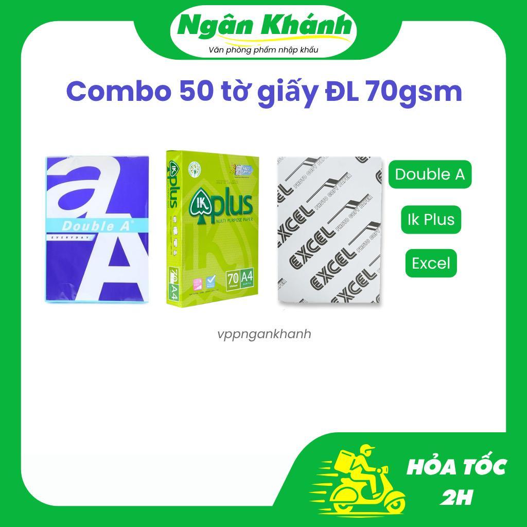 [Tách lẻ] Combo 50 Tờ Giấy A4/A5 nhiều thương hiệu Double A Ik Plus Excel chắc chắn giá rẻ DL 70 gsm trắng sáng