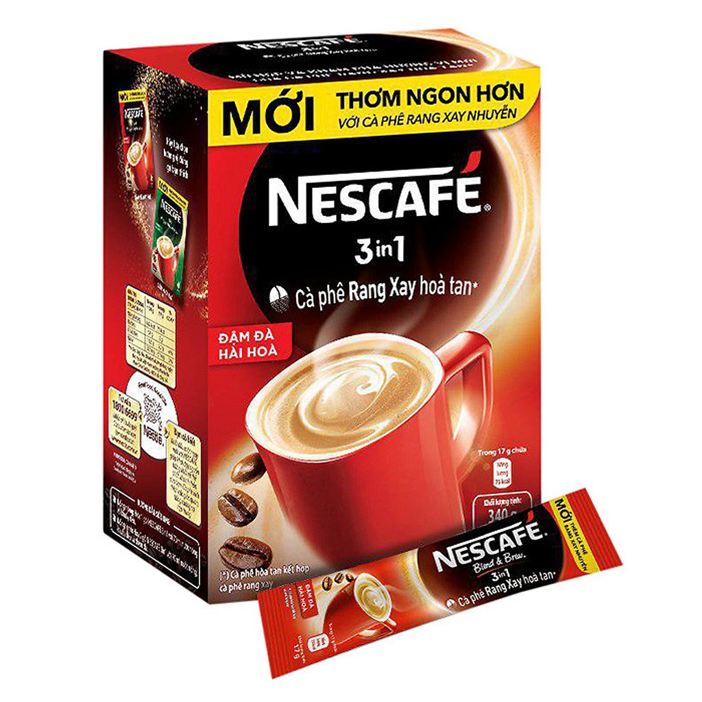 Cà phê hòa tan 3 trong 1 nescafé 20 gói/ hộp x 17gr