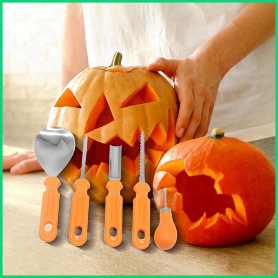 Bộ 7 Món Dụng Cụ Chạm Khắc Bí Ngô Halloween Bằng Thép Không Gỉ PVN9225