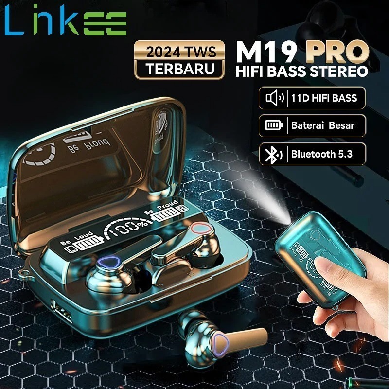 Mới M19 TWS bluetooth không dây tai nghe 5.3 9D độ trung thực cao IPX7 Màn hình hiển thị kỹ thuật số chống thấm nước