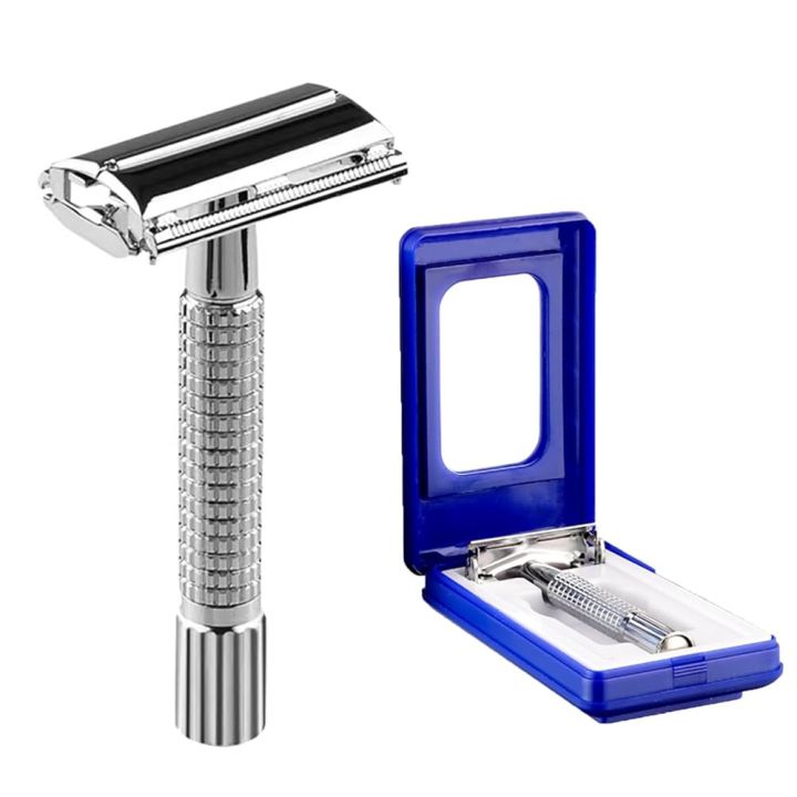 Metal Safety Razor For Men And Women (ALSHABAB) | Desi Ustra | Double Sided Hygiene Flowless Razer | Dual Sided Body Care Shaving Blades | Personal Shaver | Under Arm - Unwanted Hair Remover Shaving | Safety Razor With Case | Alshabab Safety Razor