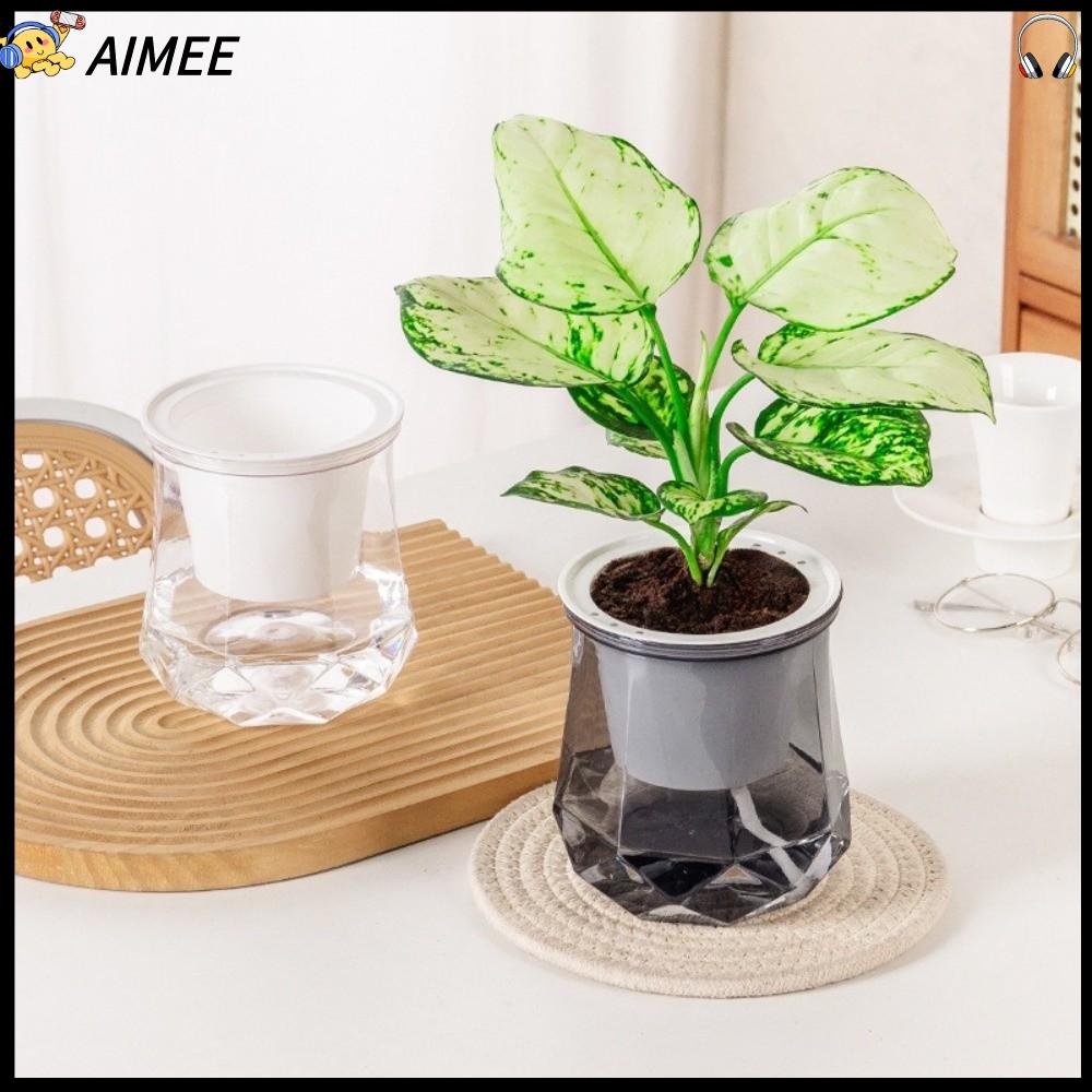 AIMEE Nhựa Chậu cây thủy canh Tự tưới nước Có thể tháo rời Chậu trồng cây mini cho cây mọng nước, bình để bàn Thời trang Trong suốt Trang trí cây bonsai văn phòng