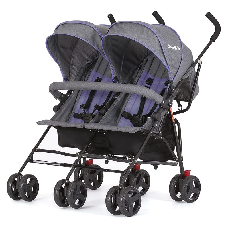 Dream On Me Volgo Twin Double 2 Two Children Child Kids Umbrella Stroller, Purple/Dark Grey Singapore