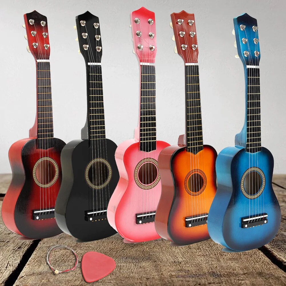 Guitar trẻ em Đồ chơi trẻ em Acoustic nhạc cụ Ukelele gỗ xách tay mini người mới bắt đầu dụng cụ gỗ lứa tuổi cổ điển mới 2023
