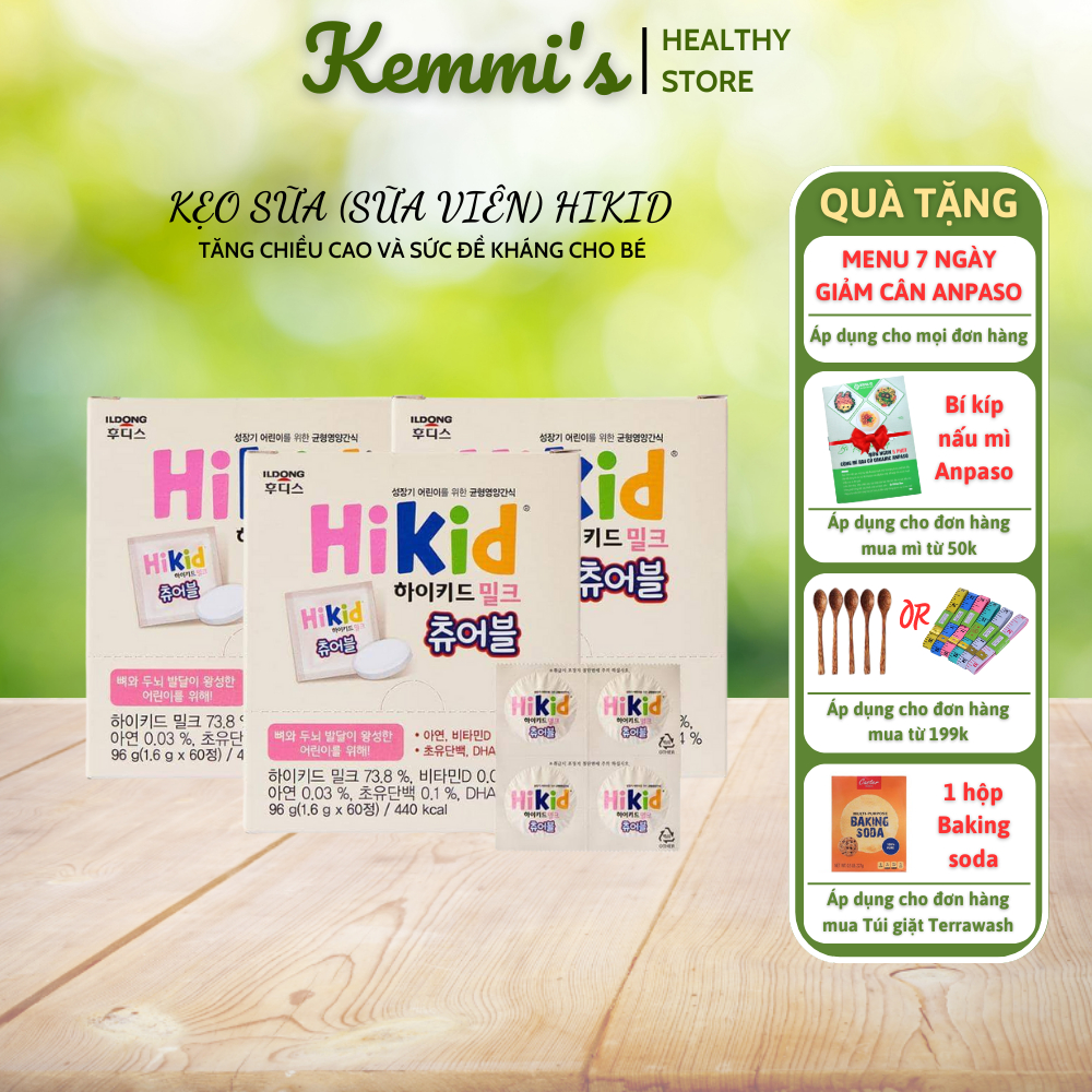 Kẹo sữa Hikid Hàn Quốc - 1 viên ăn liền bằng 90ml sữa - Cho bé ăn dặm từ 12 tháng tuổi