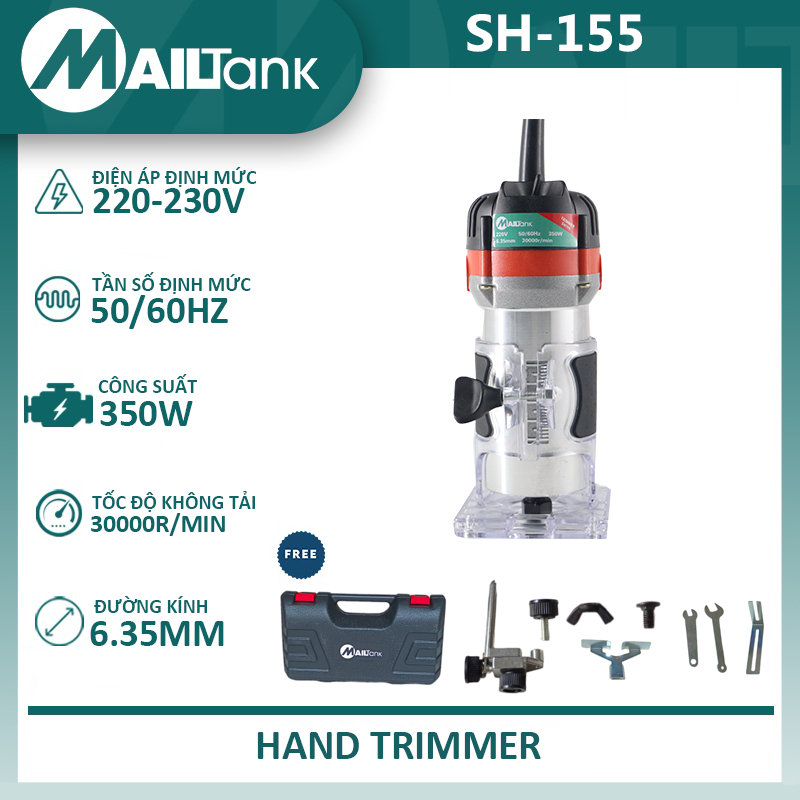 Máy phay gỗ MailTank SH155 Máy Phay Gỗ Mini 350W 100%Ruột Đồng Máy soi gỗ 6,35mm - Máy soi mọng, tạo rãnh