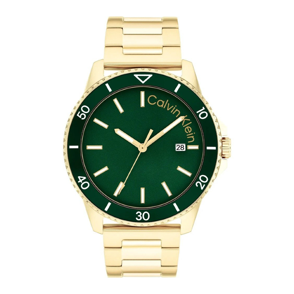 Calvin Klein CK25200383 Aqueous Gold Stainless Steel Bracelet Analog Men Watch 44 mm. ราคา 8,025 บาท*ส่งฟรี
