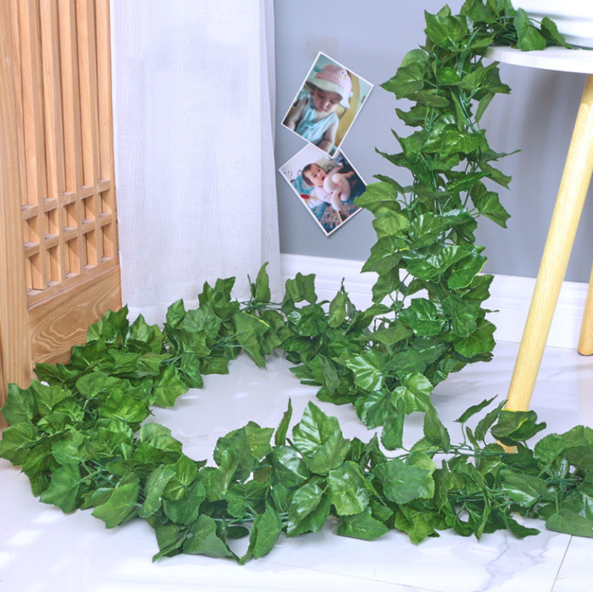 2Meter cây thường xuân giả lá xanh Dây leo cây cảnh tán lá giả Trang Trí Nội Thất Nhựa Mây Chuỗi Tườ