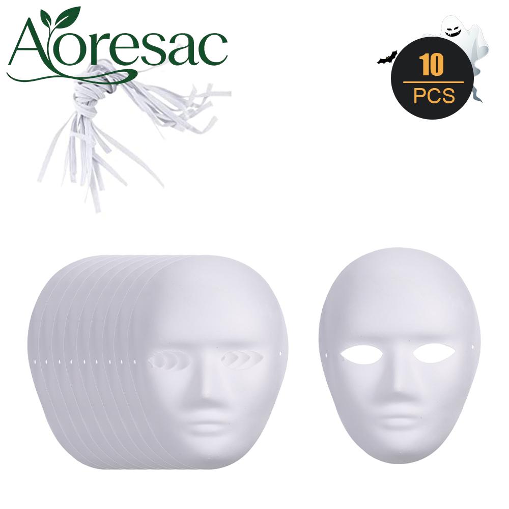 Aoresac Tomvorks มือวาด DIY สีขาวหน้ากากกระดาษ Pulp Blank Mask สำหรับปาร์ตี้ฮาโลวีน 10 ชิ้น ราคา 591 บาท*ส่งฟรี