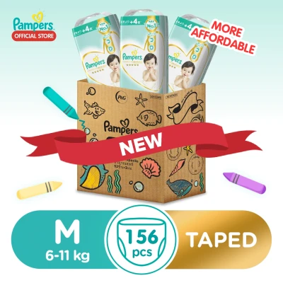 NEW Pampers Diaper Premium Care Tape M52x3 - 156 pcs - Medium Baby Diaper (6-11kg)