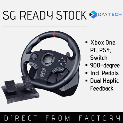 [SG Ready Stock] PXN V900 Gaming Racing Steering Wheel 900° Degree Gamepad Controller Racing Video Game Vibration PC PS3 PS4 Xbox One Xbox 360 Switch USB Computer