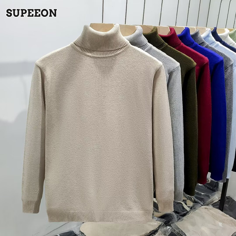 SUPEEON Autumn and Winter high neck knitwear sweaters Men s elastic