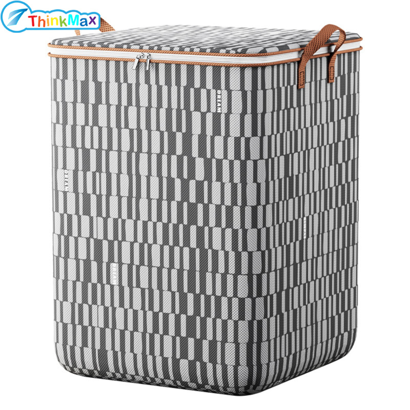 Extra Large Storage Bag, Portable Zipper Closure Clothes Storage Duffle Bag, Wardrobe Sorting Storage Box With Handle For Pillows Blankets Storage (100L) ราคา 128 บาท*ส่งฟรี