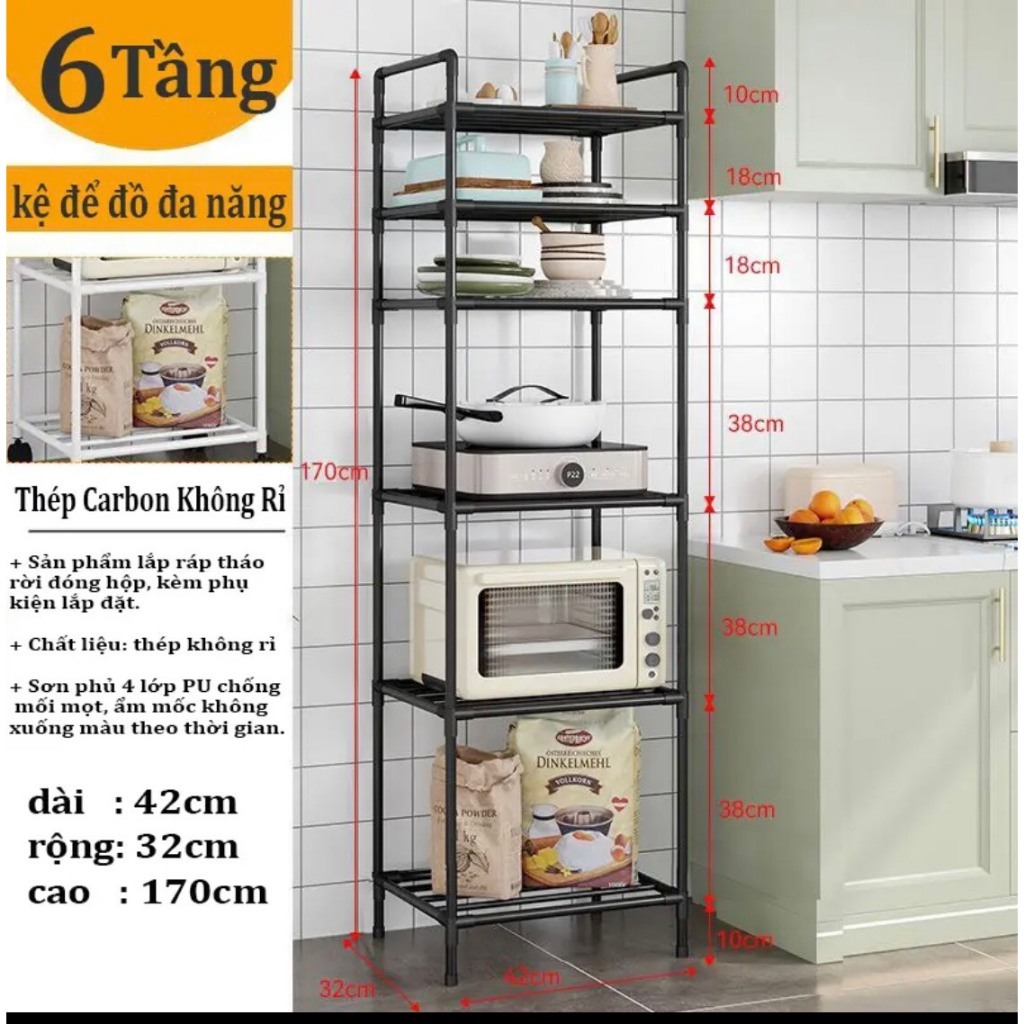 Kệ để lò vi sóng - giá để đồ đa năng nhà bếp , kệ trang trí thép cacbon loại 1 cao cấp