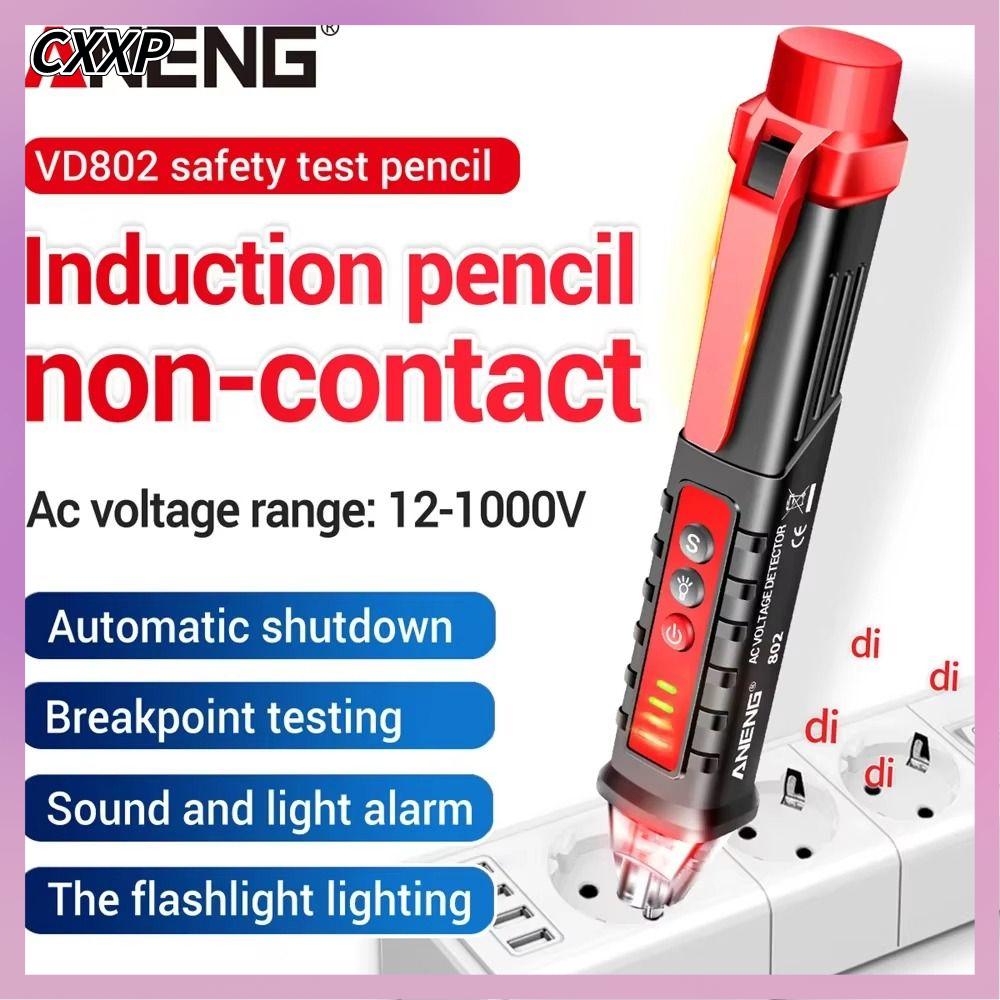 CXXP Không tiếp xúc Bút kiểm tra điện áp Kiểu bút Điện áp 12V-1000V Bút thử thông minh Máy đo điện ANENG VD802 Độ chính xác cao Máy kiểm tra điện áp