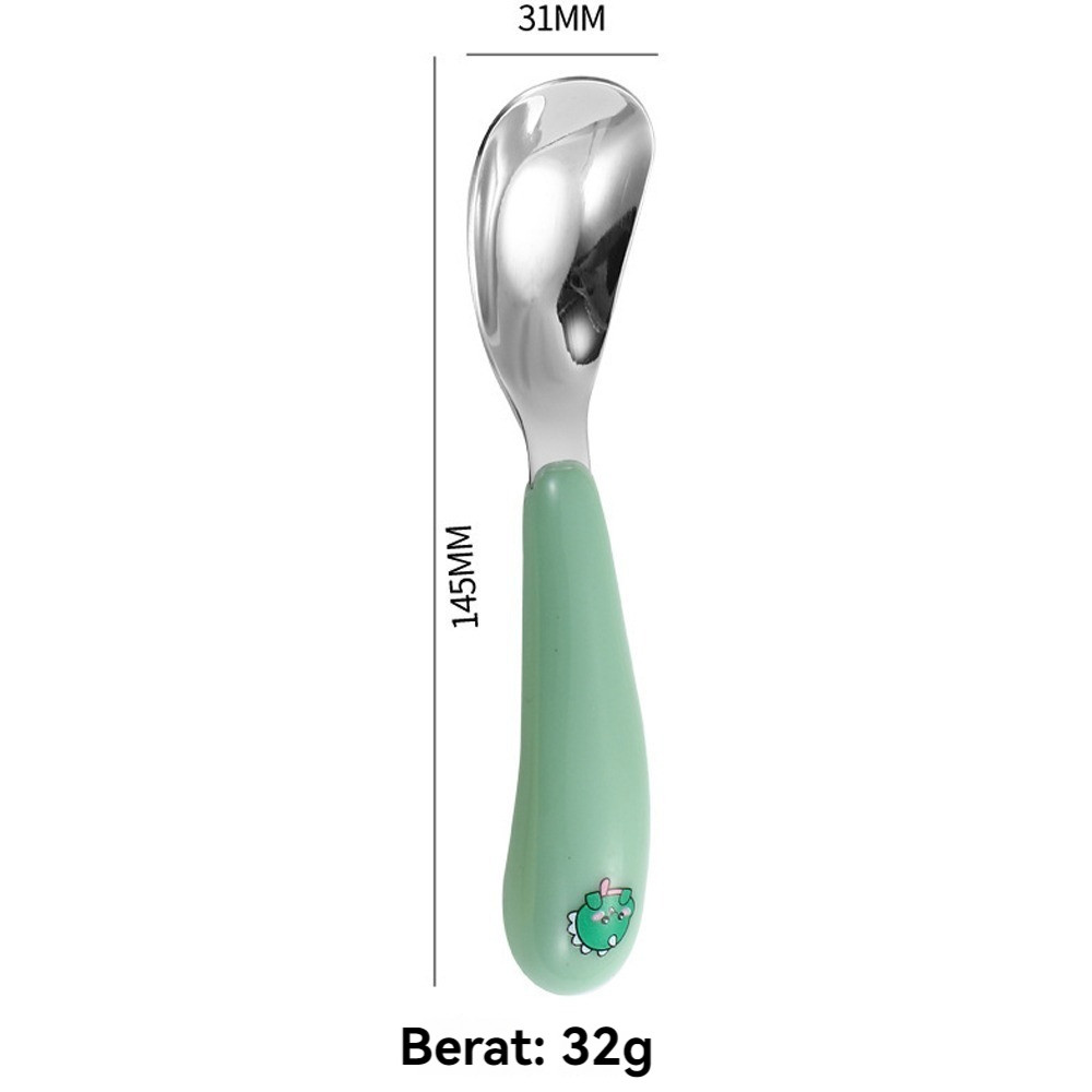 Sendok Stainless Steel (Termasuk Sendok Kotak) Sendok Bayi Sendok Garpu Portabel Alat Makan Perjalanan Anak-anak